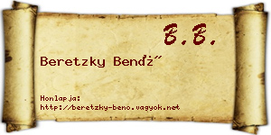 Beretzky Benő névjegykártya
